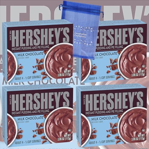 Hershey\'s Milk Chocolate Instant Pudding and Pie Filling 4 Box Bundle Pack - Great Summer Treat - Eat As Pudding or Use To Make Delicious Desserts - Includes Bonus Cornershop Confections Gift Bag - Thumbnail 2