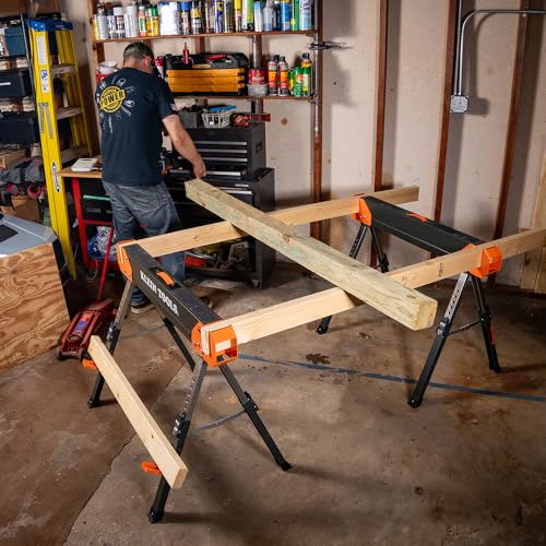 Klein Tools 66188 Folding Saw Horse, 2x4 Support Arms, 26-Inch to 32-Inch Adjustable Height, Heavy Duty Jobsite Table, 1-Pack - Image 8