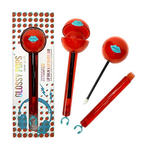 Glossy Pops | Clear Lip Balm and Clear Lip Gloss Combo | Throw Back 80's Collection (DJ's - Cherry Scent), 1 count