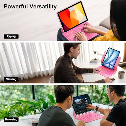Image of for iPad Air 11 inch Case with Keyboard (M4 /M3 /M2,2026 / 2025 /2024), iPad Pro 11 (4th /3rd /2nd /1st Gen) & Air 5 /4th,Magic-Style Magnetic Case Keyboard with Backlight, Multi-Touch Trackpad (Pink)