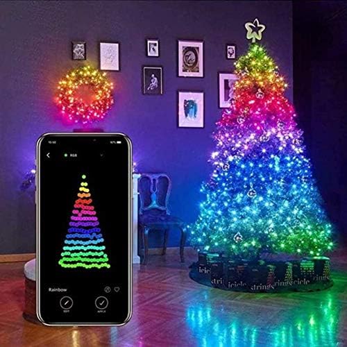 AMhomely Fairy Lights Christmas Tree Decoration Lights Smart App Controlled Christmas Lights Weatherproof Color Mixing for Girls/Boys Bedroom, Wall, Wedding Birthday Party, Christmas, Tent Decoration