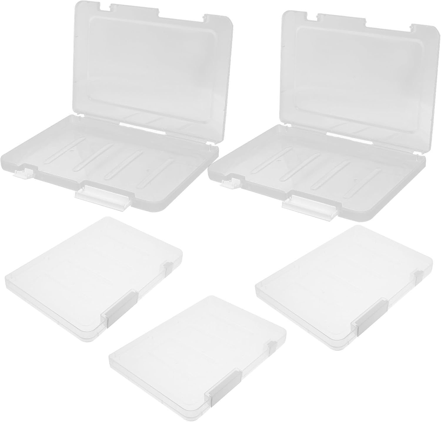Small File Organizer Box with Double Locking Lids, Plastic Certificate and Document Holder for Office Storage, 5pcs Document and Card Organizer Boxes