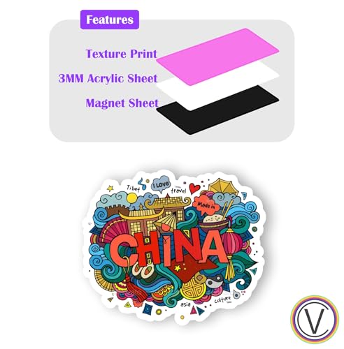 Image of China Acrylic Fridge Magnet - UV Textured Printed, Stylish Multicolor Magnet for Fridge, Wardrobe & Metal Surfaces, Pack of 1 (China)