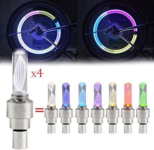 Quaanti 4pcs Bike Car Motor Wheel Tyre Tire Valve Cap LED Light Spoke Flashing Lamp Sports Bicycle Bike Accessories Top Quality