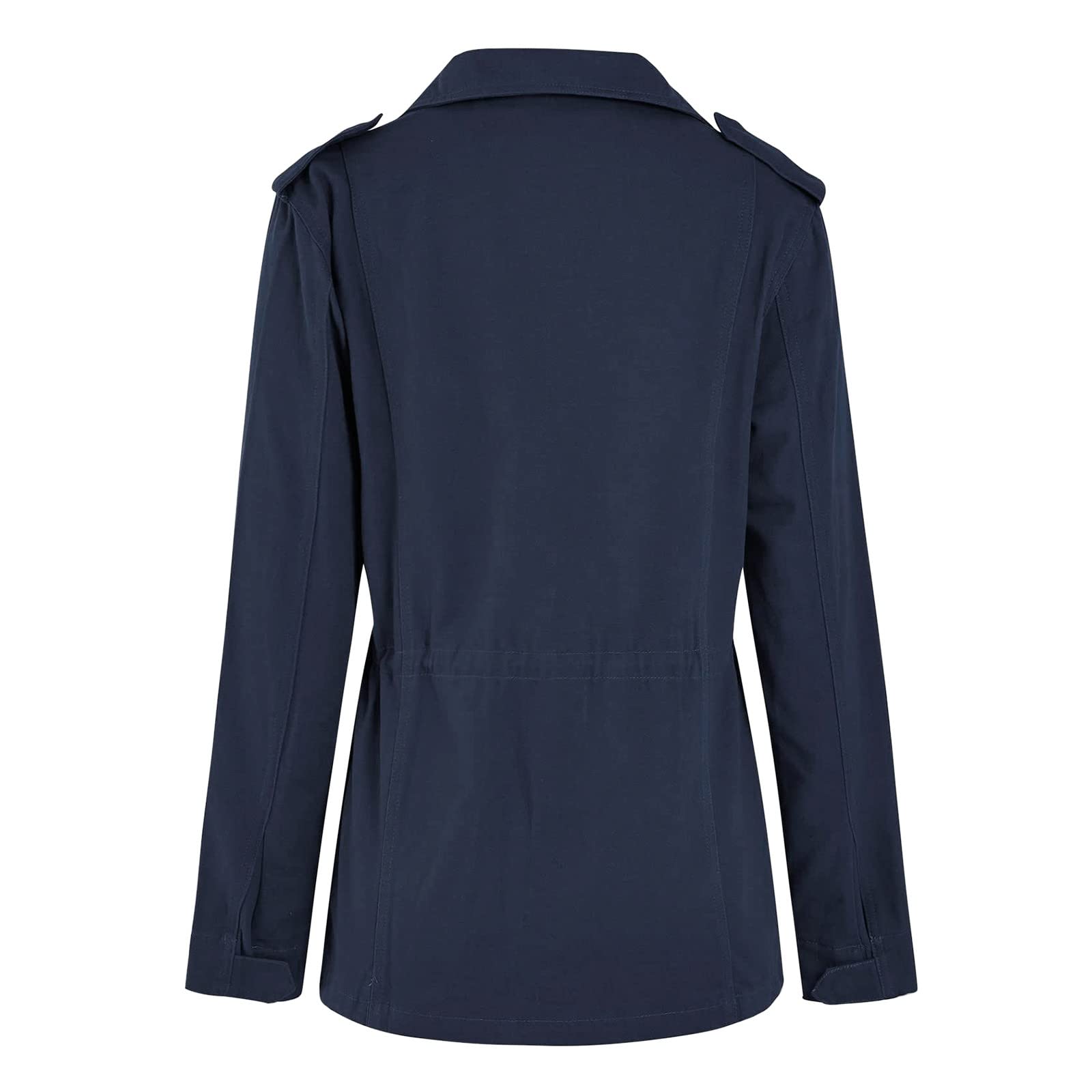 Jean Veste Militaire Femme Blouson Mi Saison Grande Taille Manteau Court Parka en Coton pour Printemps Décontracté Kaki Jacket Veste en Jean Saharienne Femme Legere Sports avec Poches Ziper