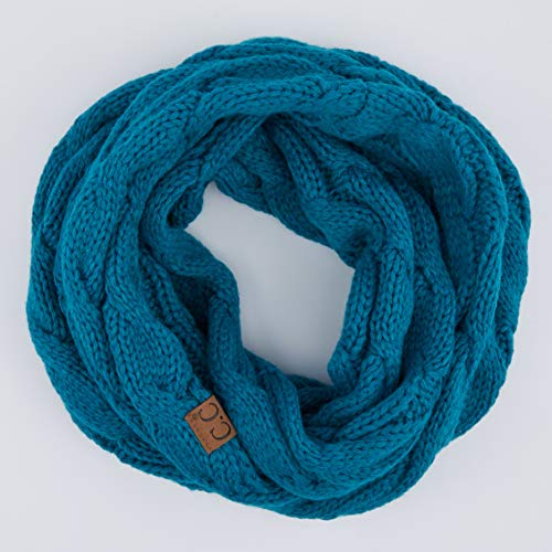 Hatsandscarf C.C Exclusives Solid and Multi Color Cable Kint Infinity Scarf (Teal)2