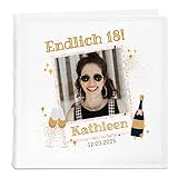 Maverton Einsteckalbum mit Aufdruck - Fotoalbum für 200 Fotos 10x15-50 Seiten - Größe: 21x22cm - Weiß - Geschenke für Frauen zum Geburtstag - Weihnachtsgeschenke - personalisierte Geschenke