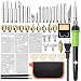 Wood Burning Kit,46PCS Professional Pyrography Pen Set 60W/110V Adjustable Temperature Craving Tools Wood Burner Soldering Iron Tool Set with 5PCS Stencils+32 Different Tips,2 Pencils (Green)