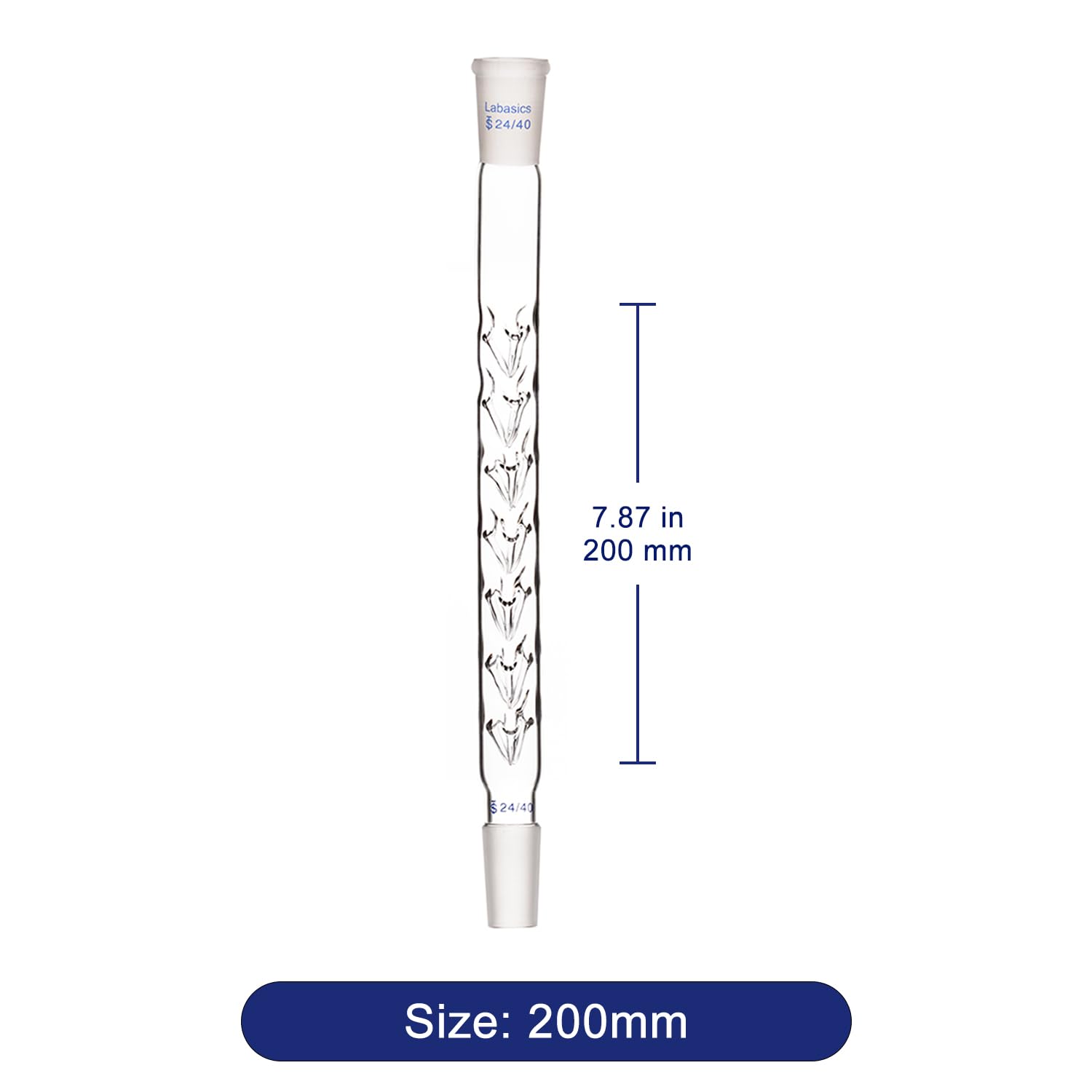 Labasics Vigreux Column, 24/40 Joints Borosilicate Glass Fractional Column Vigreux Distillation Column with Indentations and 200 mm Length for Laboratory