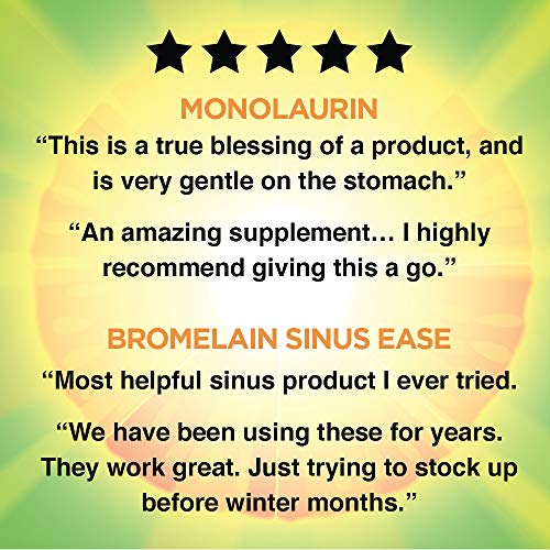 Nature's Life Monolaurin & Bromelain Sinus Ease Bundle | Healthy Immune Function & Respiratory Support | 90Ct, 100Ct #TOP4