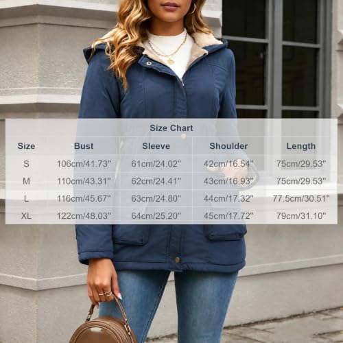 Women Parka Jackets with Hood Warm Fleece Lined Coat Fashion Cozy Outerwear - image 4