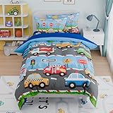 Transportation Kids Bedding Set for Boys, Ultra Soft Microfiber Comforter Set Twin Size with 3-Pieces, Comforters Bed Sets for Boy Children Kids