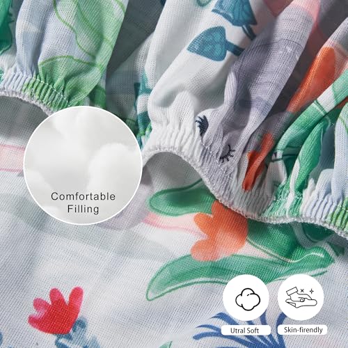 Image of TILLYOU Mini Crib Sheets Fitted 2 Pack, Pack and Play Sheets for Toddler Mattress, Soft and Breathable 38'' x 24'' Pack n Play Mattresses Cover, Rainforest Elephant & Grey