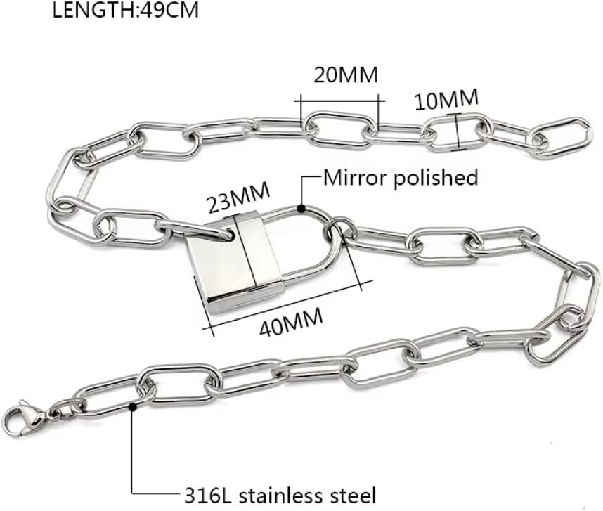 Waterproof 316L Stainless Steel Two Tone Key Lock Pendant Necklace Choker for Women Men PVD Plating Jewelry - Image 2