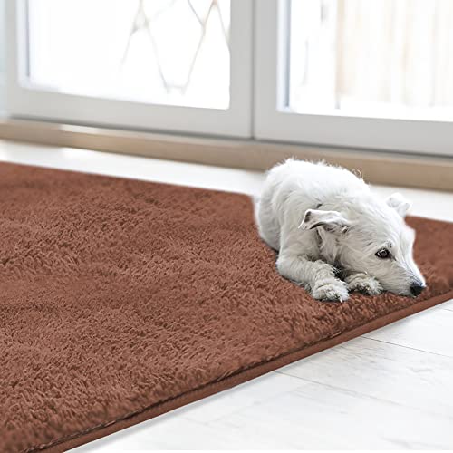 Image of LifeSunny Soft area carpet Suitable for floor heating Rugs bedroom A variety of sizes to choose from Environmental friendly 80x150cm Brown