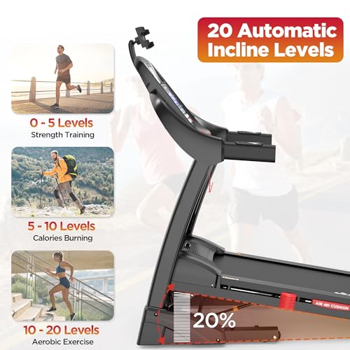 Image of 5HP Foldable Treadmill for Home with 20% Auto Incline Exercise Treadmill