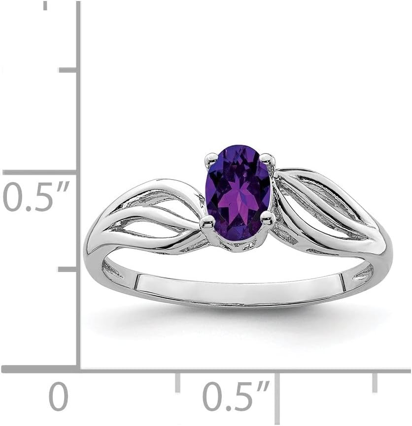 Diamond2Deal 925 Sterling Silver Rhodium Plated Amethyst Engagement Ring Size 9 (0.43ct)