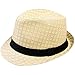 Man Summer Straw Fedora Hat Cap, L/XL