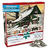 Buffalo Games - Charles Wysocki - Cocoa Break at the Copperfields - 500 Piece Winter Jigsaw Puzzle for Adults, Festive Christmas Puzzle with Poster, Premium Holiday Artwork, Finished 21.25 x 15.00