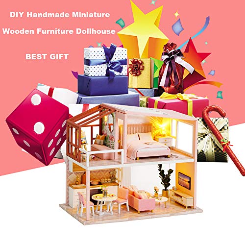 Roroom Diy Miniature And Furniture Dollhouse Kit,Mini 3D Wooden Doll House Craft Model Nordic Duplex Style With Dust Cover And Led,Creative Room Idea For Valentine's Day Birthday Gift（Apartment 3） #TOP6