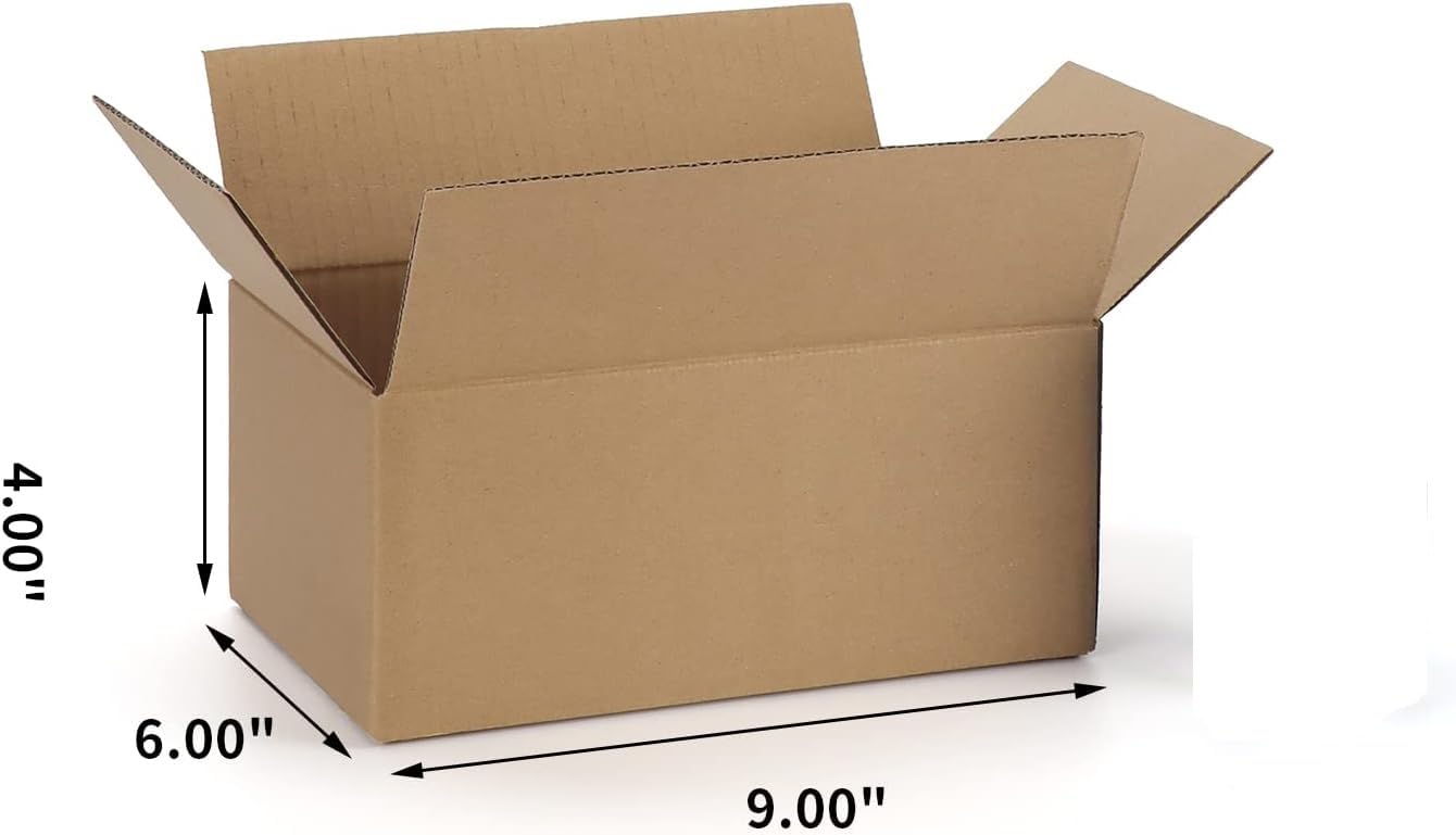 Paquete de 25 cajas de envío pequeñas de 9 x 6 x 4 pulgadas, cajas de cartón kraft para pequeñas empresas, fácil montaje para correo, mudanza, embalaje y almacenamiento
