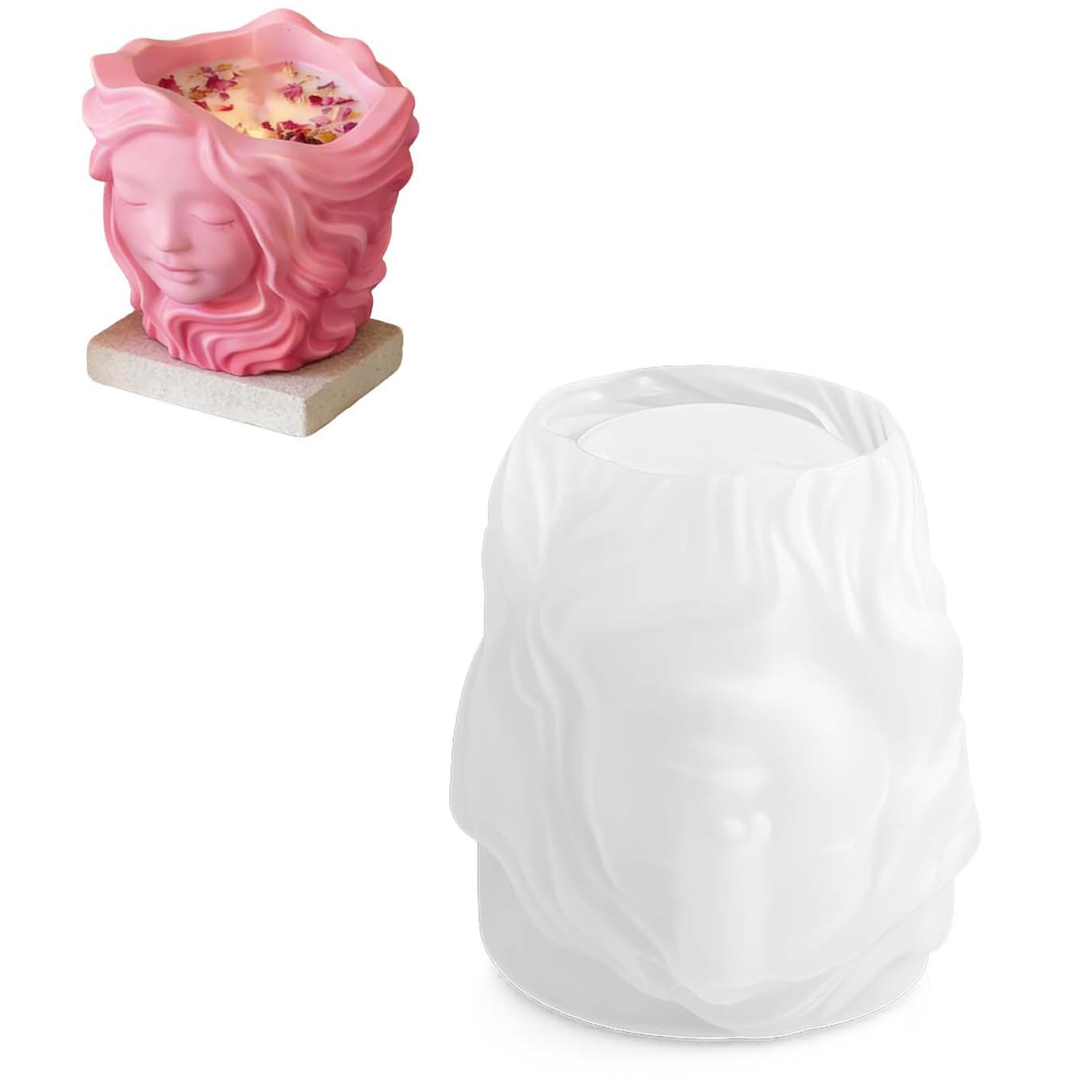 Zxfdsfdbnm Creative Gift Silicone Long Hair Girl Planter Theme for Art Plasters Beginner Friendly