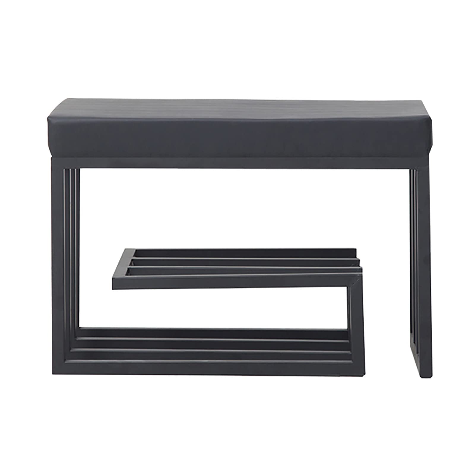LWJSOCP Modern Tufted Upholstered Entryway Bench with Metal Frame Padded Seat and Shoe Storage Green/Black 80x30x45cm