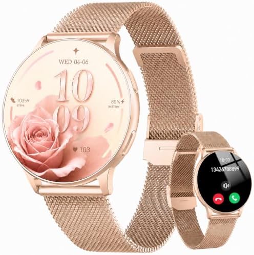 Smartwatch Damen, 1.32" AMOLED Uhr Damen Telefonfunktion IP68 Wasserdicht | 120+ Sportmodi Sportuhr Damen Pulsuhr Schlafmonitor SpO2 Schrittzähler Uhr, Fitness Tracker IP68 Wasserd