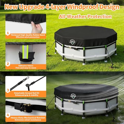 Safana 14FT Round Winter Pool Cover 500D Super Windproof Rachet Set by Safana - Used condition - Image 5