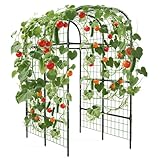 GarveeLife Metal Garden Arch Trellis 7.3 FT, Cucumber & Melon Trellis for Raised Beds, u-Shape Plant Support with Plastic Connectors for Climbing Vegetables, Grapes & Roses, Black