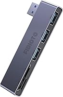 Vista 21 de Concentrador USB (1 derecho y 1 izquierdo), concentrador USB Fidioto de 4 puertos (1 puerto 3.0, 3 puertos 2.0) divisor USB expansor USB