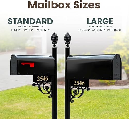 ADDRESSES OF DISTINCTION The Bristol Black Mailbox with Post Included – Aluminum Mailboxes for Outside with Post – Rust Free Personalized Metal Mailbox - Large (Large) - Thumbnail 6