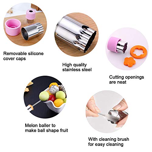 Timgou 12 Pcs Vegetable Fruit Cutter Shapes Set With Melon Baller Scoop And Cleaning Brush, Mini Pie Cookie Stamps Mold For Kids Crafts Baking And Food Supplement Tools For Kitchen-Purple #TOP4