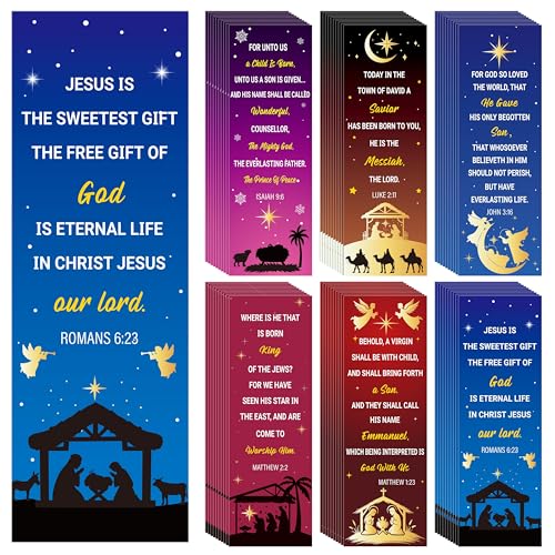 TICIAGA Christmas Nativity Bible Verses Bookmarks - 60PCS Jesus is