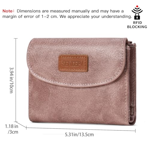Image of SENDEFN Small Womens Wallet RFID Blocking Double Zipper Pocket Card Holder Purse