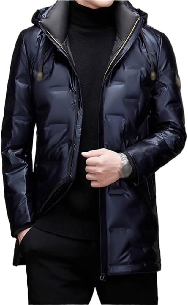 VIDI Bright Faces Thick Warm Fashion Coat Hooded Down Jacket Male Long White Duck