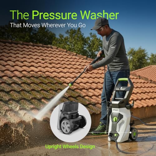 Image of DYLECT Ultra Power Max High Pressure Car Washer Pump, 2000 Watts Motor, 160 Bars Pressure, 7L /Min Flow Rate, 8M Outlet Hose, Upright Design with Wheels for Bike, Home Cleaning, with 10 Accessories