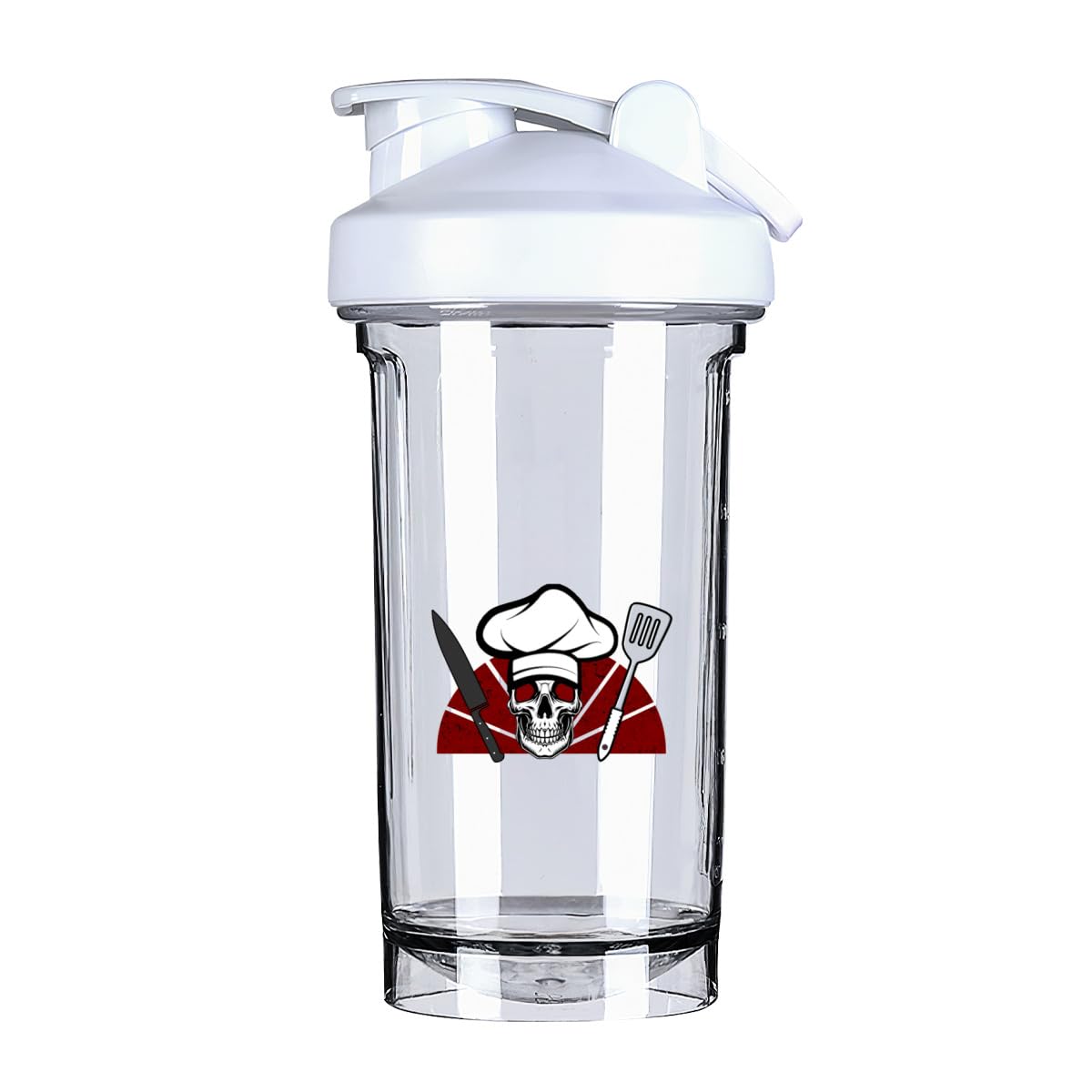 Skull Knife Chef Hat 1 18 Ounce Shaker Cup,Fashion Theme Pattern Shaker Bottle Leak-proof Workout Shake Bottles 500ML/18 oz Perfect for Pre Workout