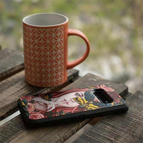 Skinit Decal Skin Compatible with OtterBox Defender Galaxy S10 - Officially Licensed Sarah Richter Gothic Woman and Death Moth Butterflies by Sarah Richter Design