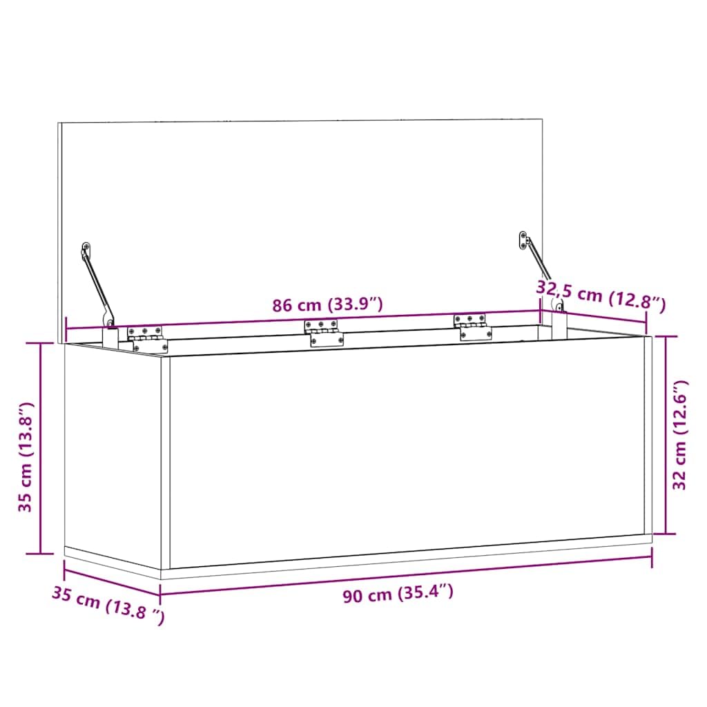 Tomostar Coffre de Rangement, Banc de Rangement Coffre à Jouet Blanc 90x35x35 cm Bois d'ingénierie