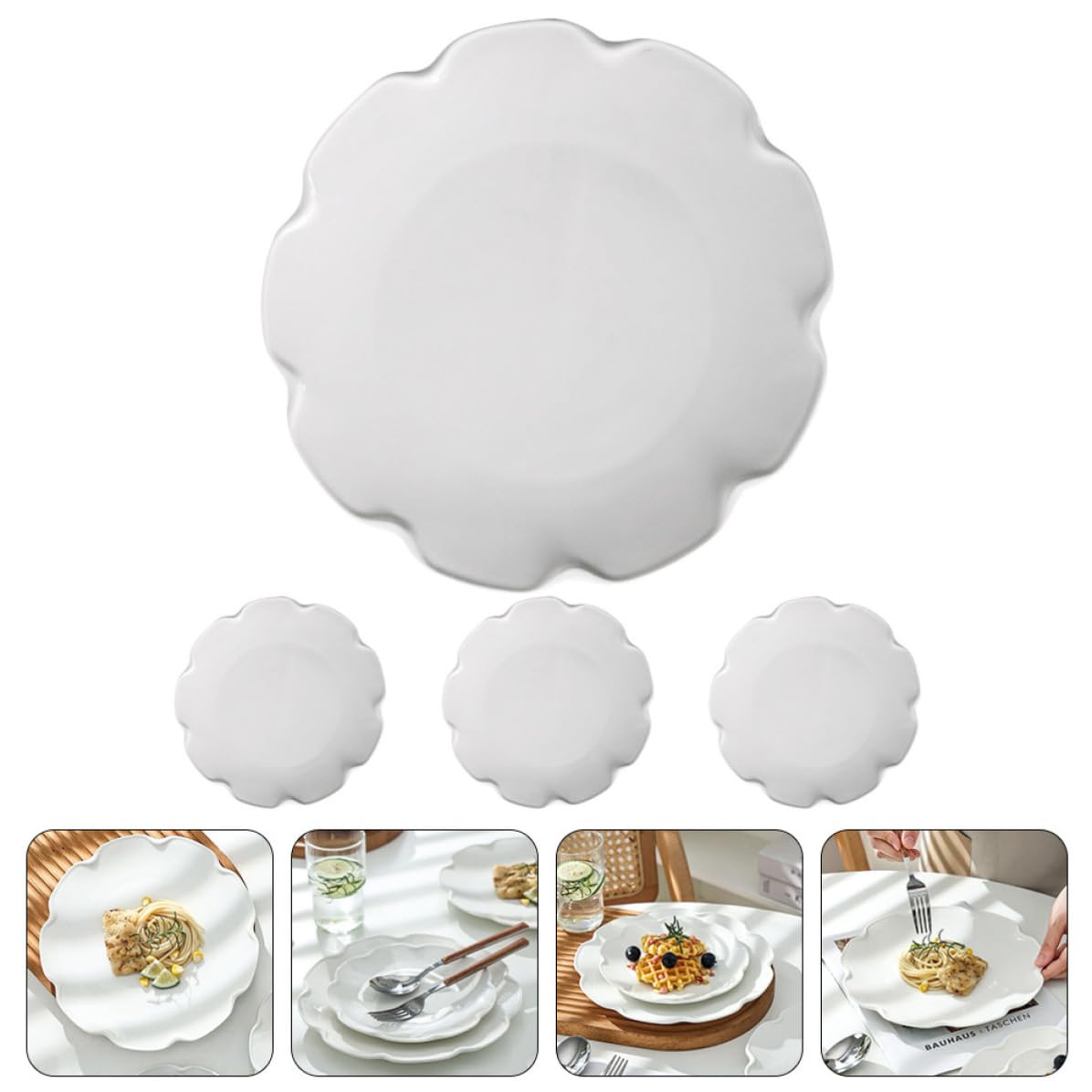 VILLCASE Assiettes en Céramique Blanches 4 Pièces pour Service