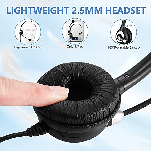 Arama Phone Headset 2.5Mm With Noise Canceling Mic & Mute Switch Ultra Comfort Telephone Headset For Panasonic At&T Vtech Uniden Cisco Grandstream Polycom Cordless Phones #TOP3