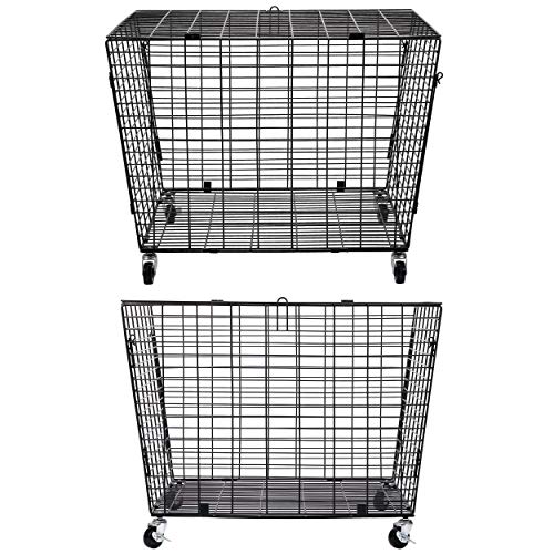 Birdrock Home Sports Ball Basket Organizer With Wheels - Heavy Duty Casters - Lid - Sports Lockable Ball Storage Locker - Ball Cage For Garage Storage Garage Organizer #TOP7