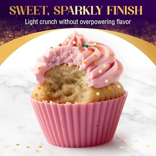 Image of Goldz Edible Star Glitter - Metallic Edible Stars for Cake Decorating, Cake Decorations, Gold Star Sprinkles for, Gold Flakes - Dessert Toppers for Cakes, Cupcakes, Flakes and Cookies, 5grams