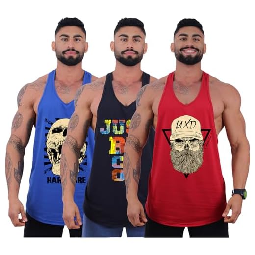 Kit 3 Regatas Longline Super Cavada Masculina MXD Conceito Diversas Estampas Casuais Academia Treino Musculação (M, Opção 04)