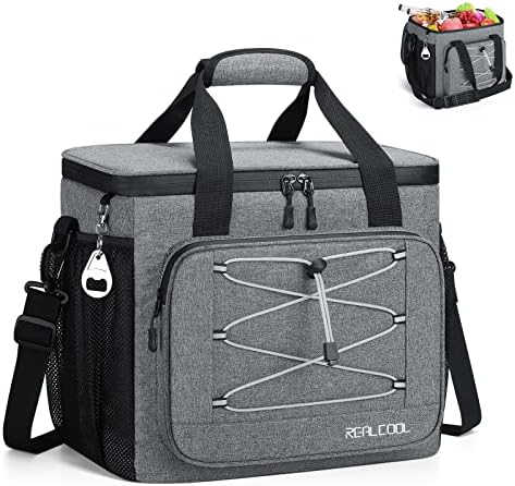 Realcool Soft Cooler Bag 35/45 Can, Large Lunch Box for Men, Collapsible Cooler Insulated Leak Proof, Soft-Sided Cooler for Picnic, Grocery, Beach, Camping, Travel