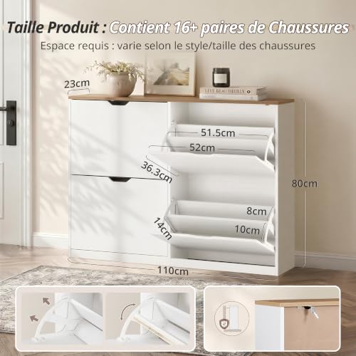 Meuble à Chaussures Slim 16 Paires 23 cm LUE BONA