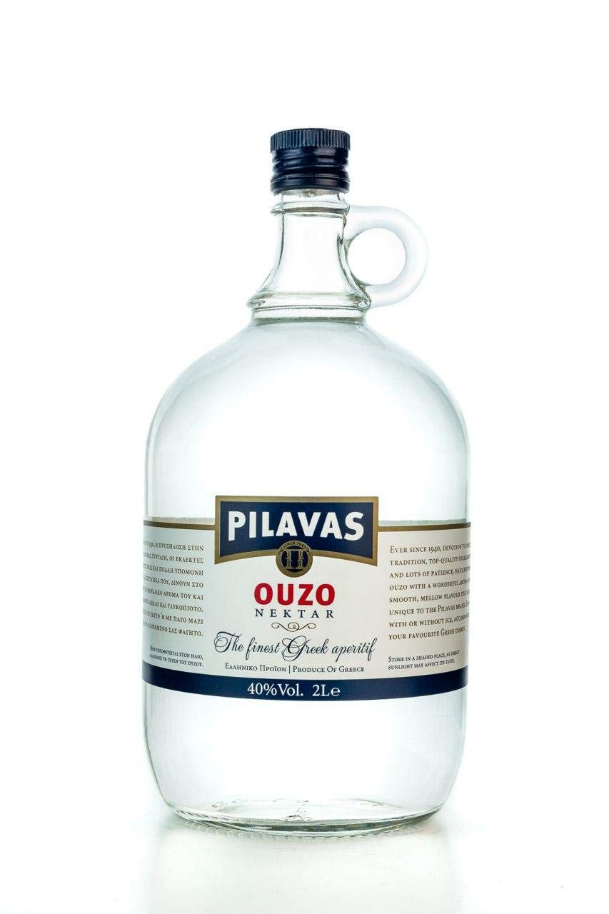 Ouzo Pilavas Nektar 40% 2000ml Geschenk Flasche Traditions Anis Likör Schnaps aus Griechenland 2L Karaffe