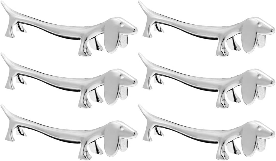 FRCOLOR Dog Shape Chopstick Rests Set of 6 Zinc Alloy Metal Cutlery Organizer 3.54 Inch Puppy Chopstick Holders for Kitchen Dining Table Decoration