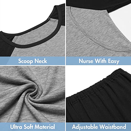 Ekouaer Women's Maternity Nursing Top Raglan Long Sleeve Comfy Breastfeeding Clothes (Black M) #TOP3